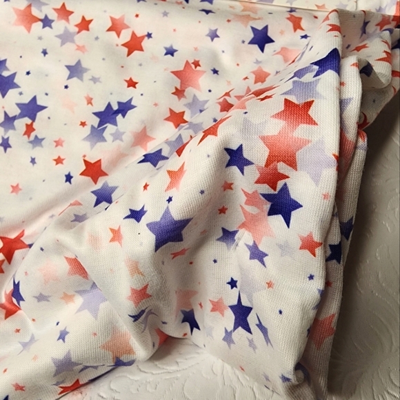 Baby Blanket and Headwrap White Red Blue Stars 30" x 40" 2 Pc Baby Gift Set NWT - Picture 5 of 6
